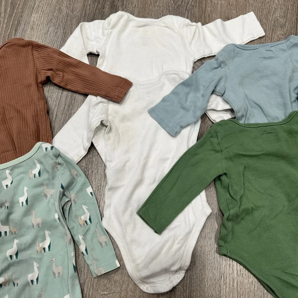Baby Long Sleeve Bodysuit Bundle 6-9M HM Cloud Island Carter's Llama Ribbed‎ 5pc
